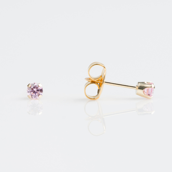 Tiny Tips Earrings - 3mm Gold Plated CZ Pink