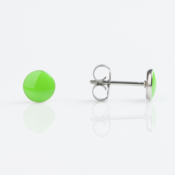 Tiny Tips Earrings - 5mm Novelty Neon Green