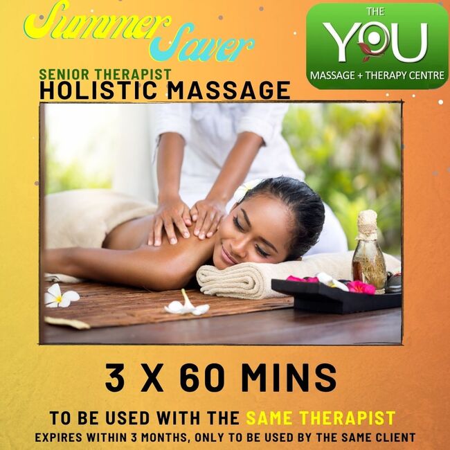 Summer Saver 3x60 mins Holistic Massage with STANDARD therapist  