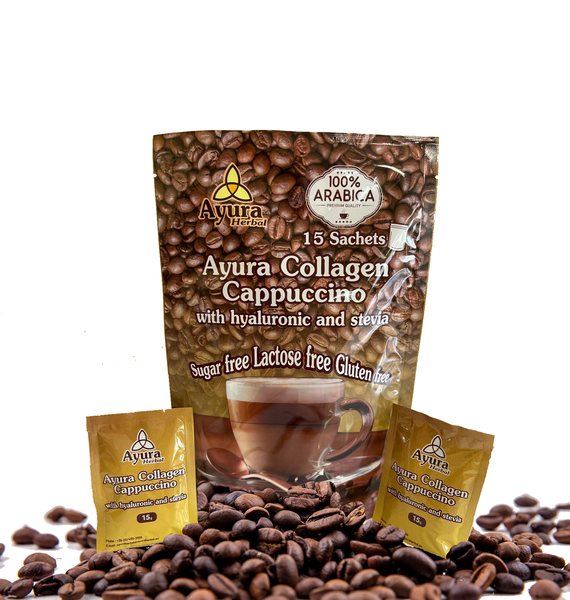 Collagen cappuccino with hyalyronic and stevia