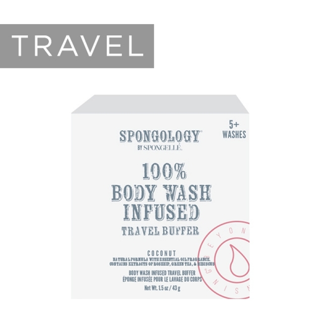  100% Body Wash Infused Travel Buffer-Coconut