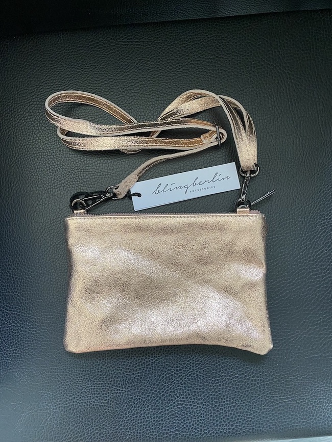 Glitzerledertasche Gold