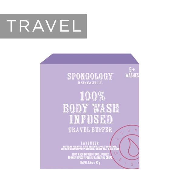  100% Body Wash Infused Travel Buffer-Lavender