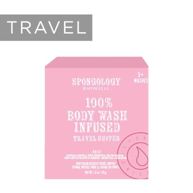  100% Body Wash Infused Travel Buffer-Rose