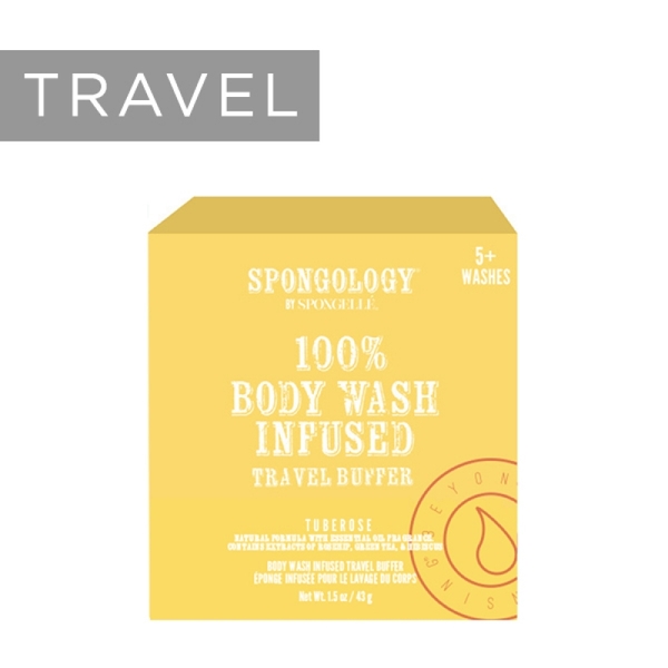  100% Body Wash Infused Travel Buffer-Tuberose