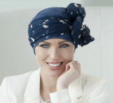 Daisy Navy Blue Polka Dot hat and elegant long scarf Masumi