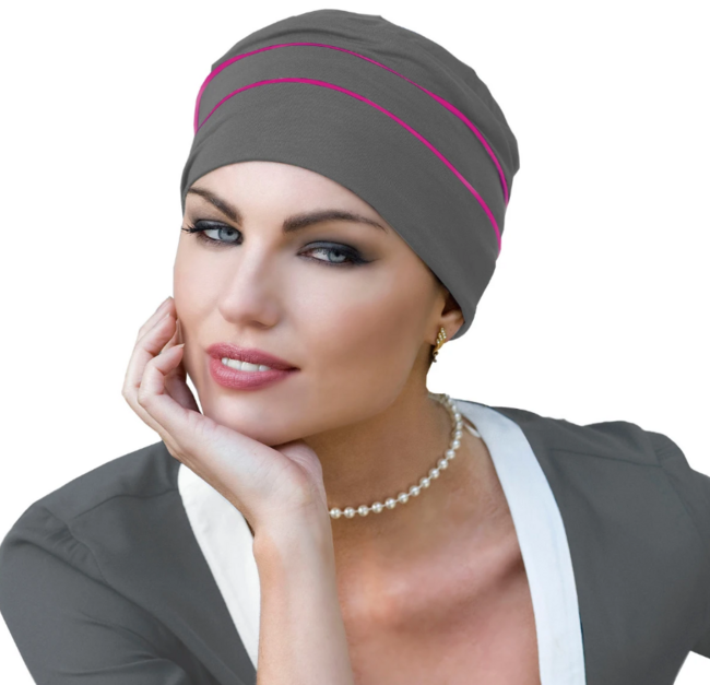 Masumi Brooklyn Grey & Pink Chemo Cap