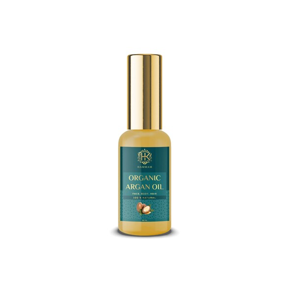 HK Organic Unroasted Argan Oil in black bottle