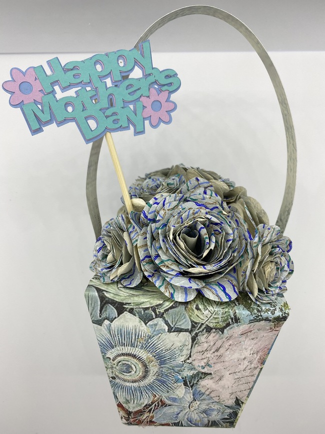 Basket of flowers with required tag