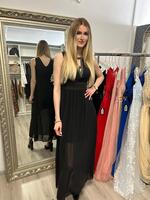 Abendkleid Schwarz mit Glitzer Kragen S/M