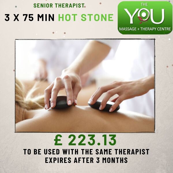 15% off a Course of 3 x 75 minute Hot Stone with Senior Therapist 