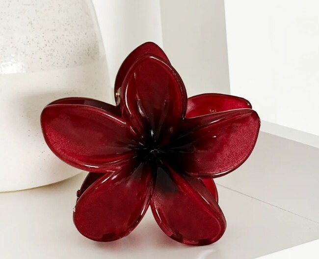 Tropical flower claw clip - burgundy 