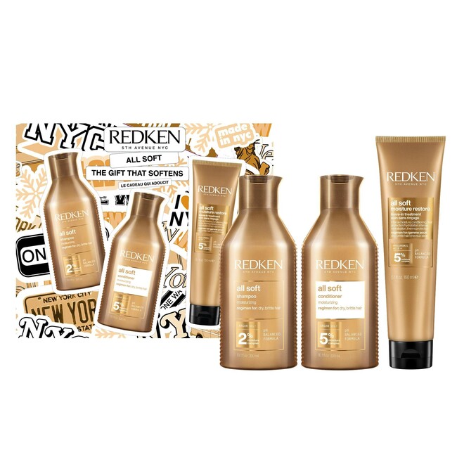 Redken All Soft  Christmas gift set,Argan oil Shampoo , conditioner & leave in treatment for Dry / dehydrated hair