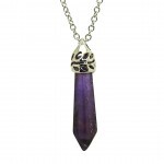 Amethyst Bullet Pendant with SS Chain