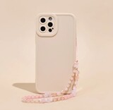 Beaded phone strap - pink & gold
