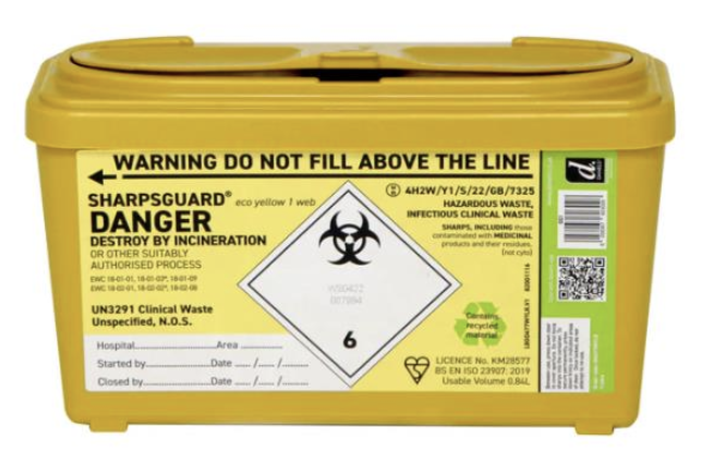 Sharpsguard Yellow 1 Ltr Sharps Bin