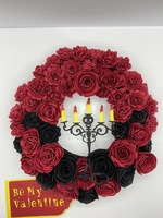 Black and red rose wreath