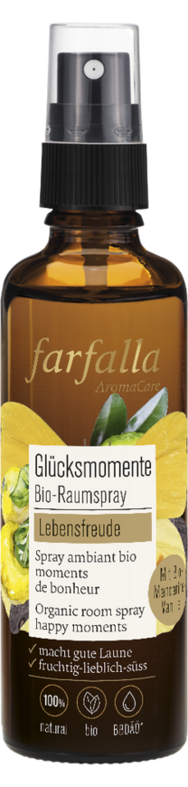 Glücksmomente Bio-Raumspray, Vanille-Mandarine, Lebensfreude, 75 ml