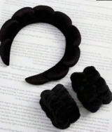 3 pcs Solid Bath Headband & Wrise band set