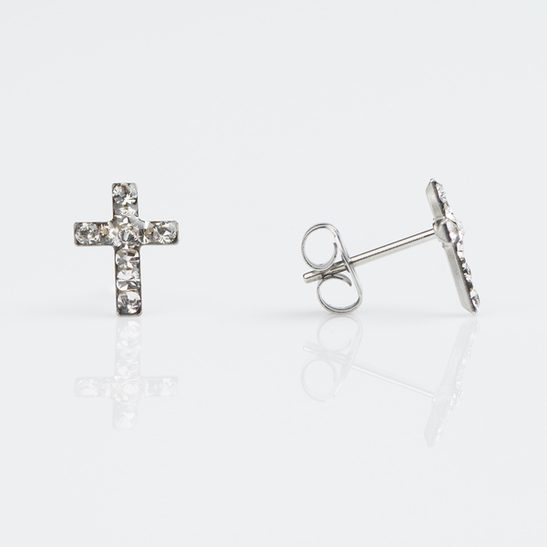 Sensitive Earrings - Stainless Steel Crystal Cross
