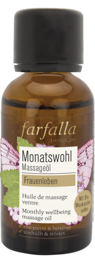 Massageöl Monatswohl, Frauenleben, Muskatellersalbei, Körperöl 30 ml