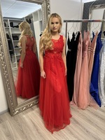 Abendkleid Rot mit Spitze S/M