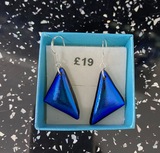 J Earring triangle dichroic blue