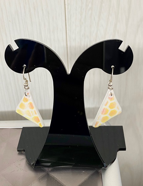 J Earring white dichroic triangles