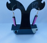 J Earring Pink Dichroic glass