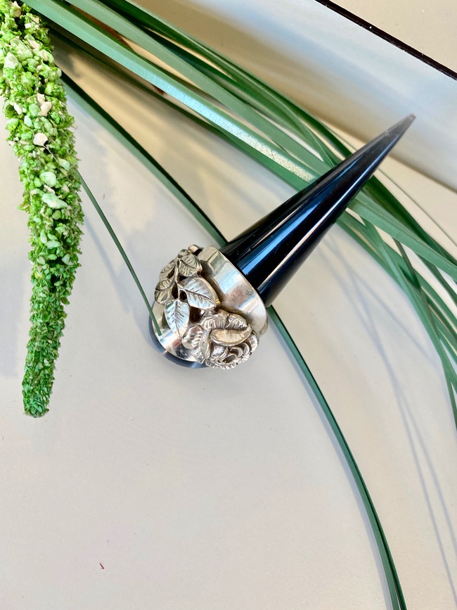 J German silver spoon rings roses large