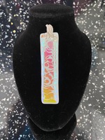 J Necklace Long white dichroic glass