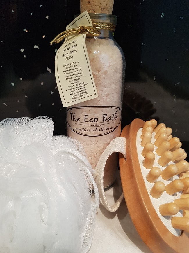 OL_Eco Bath glass set 1 package - Salts/glass; body brush & scrub