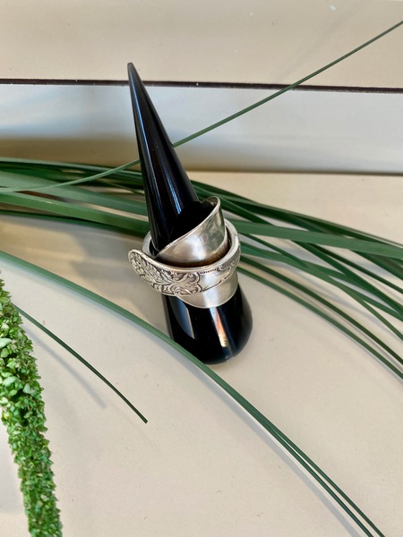 J Sterling silver spoon ring leaf design