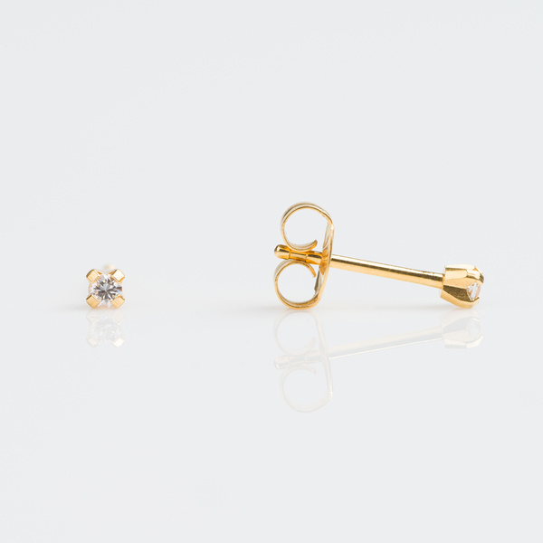 Gold Plated 2mm Earrings - Cubic Zirconia