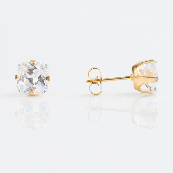 Sensitive Earrings - Gold plated Princess Cut