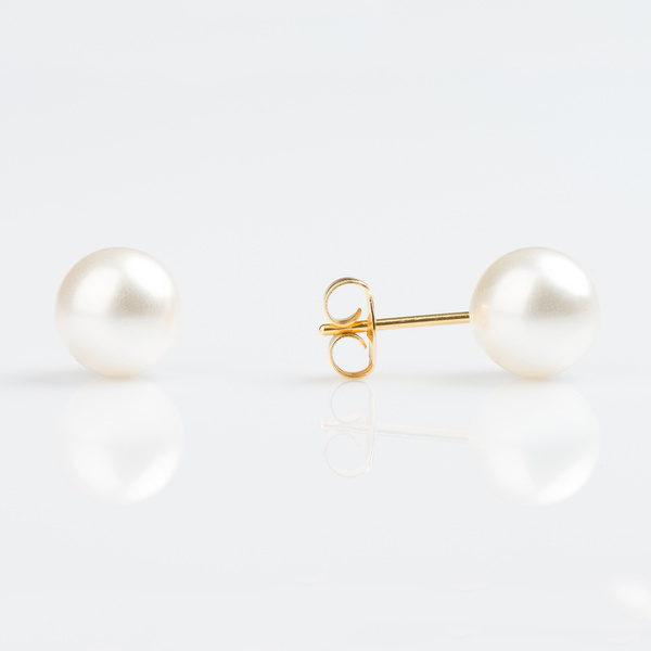 Sensitive Earrings - 8mm Gold Plated White Pearl