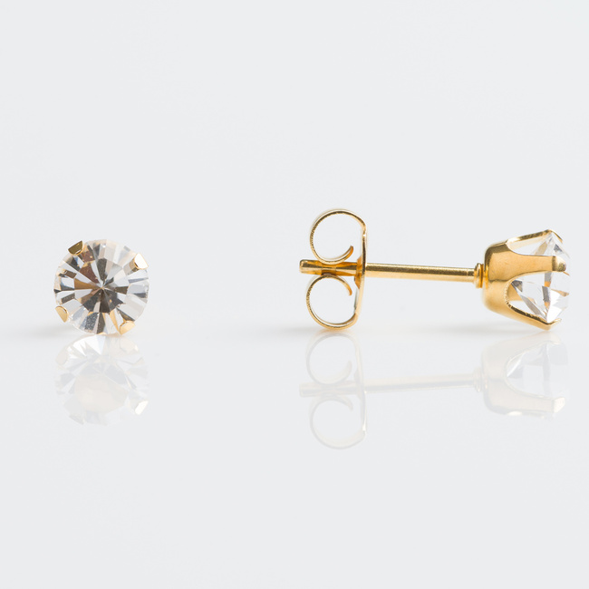 Sensitive Earrings - 5mm Gold Plated April Crystal