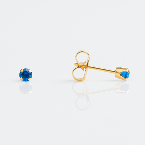 Tiny Tips Earrings - Gold Plated 3mm Sept Sapphire Tiffany