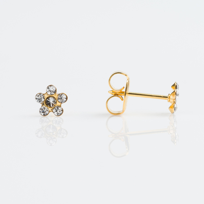Tiny Tips Earrings - Gold Plated April Daisy Crystal