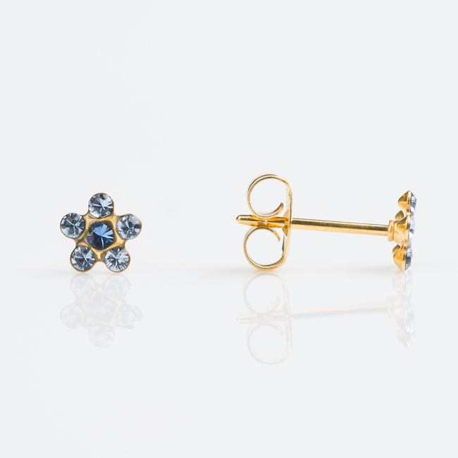 Tiny Tips Earrings - Gold Plated Light Sept Sapphire Daisy