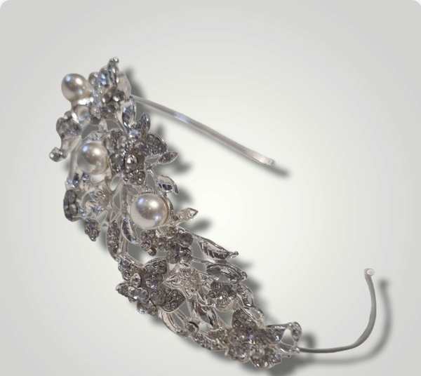 silver diamond pearl hairband