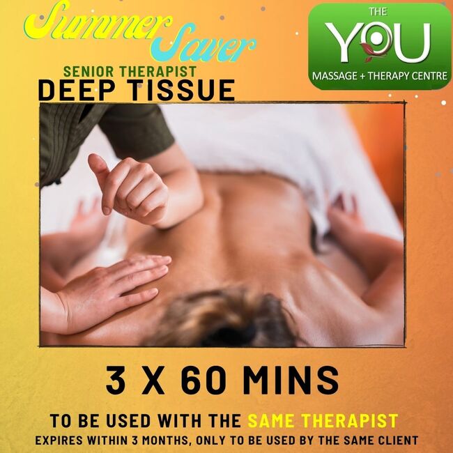 Summer Saver 3x60 mins Deep Tissue Massage with SENIOR therapist  