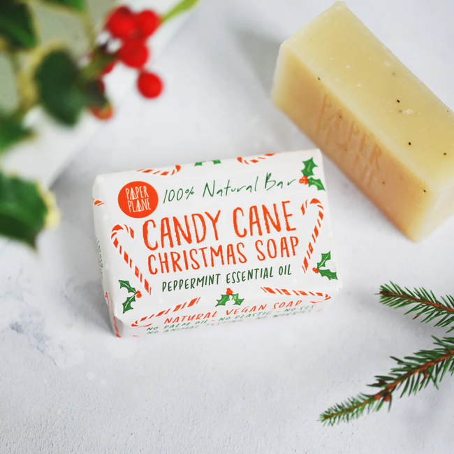 Peppermint Candy Cane Christmas Soap Bar 100% Natural Vegan 