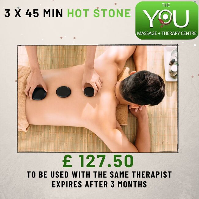 15% off a Course of 3 x 45 minute Hot Stone with Standard Therapist 