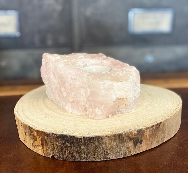 Large Rose Quartz Tealight Holder