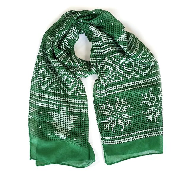 Scarf Scandi Snow Scene Green