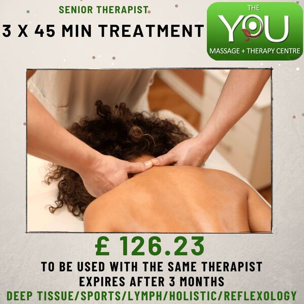 15% off a Course of 3 x 45 minute Treatments with a Senior Therapist 