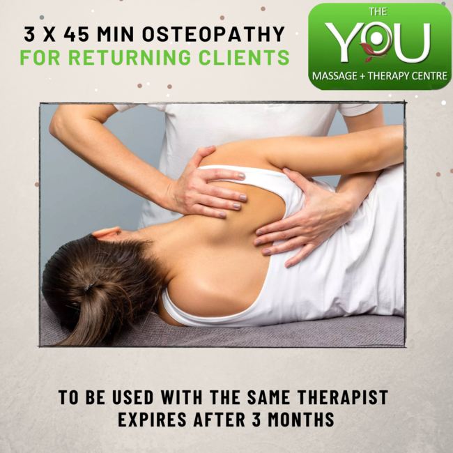 15% off a Course of 3 x Osteopathy sessions for a returning client