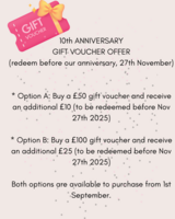 10th Anniversary £125 voucher for £100 to be used by 27/11/2025